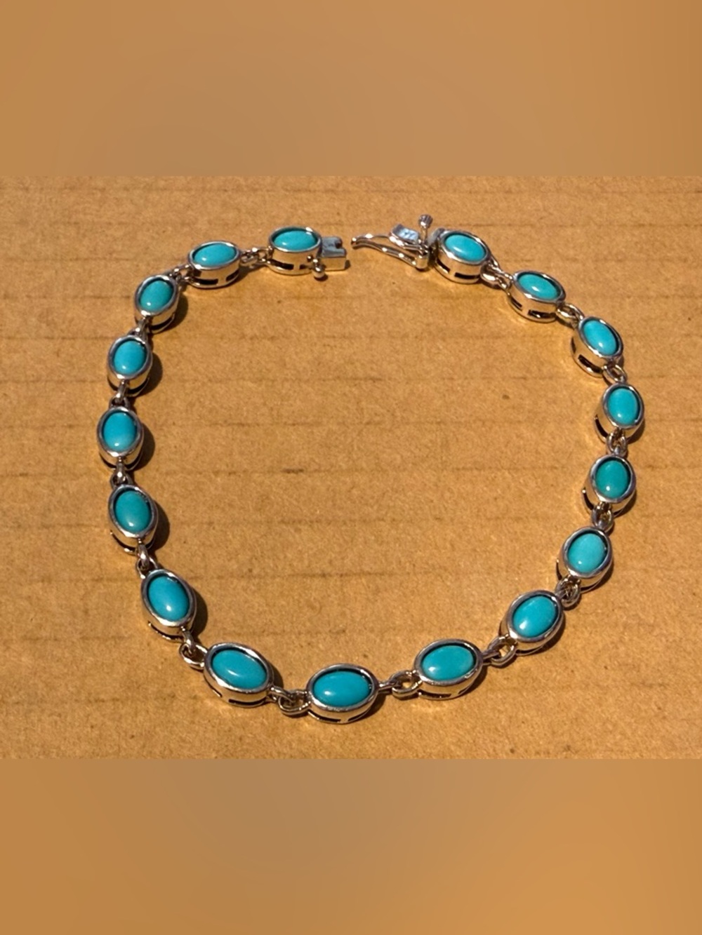 DK 925 Turquoise/Larimar /Blue Stone Oval Link Bracelet - Women Jewelry